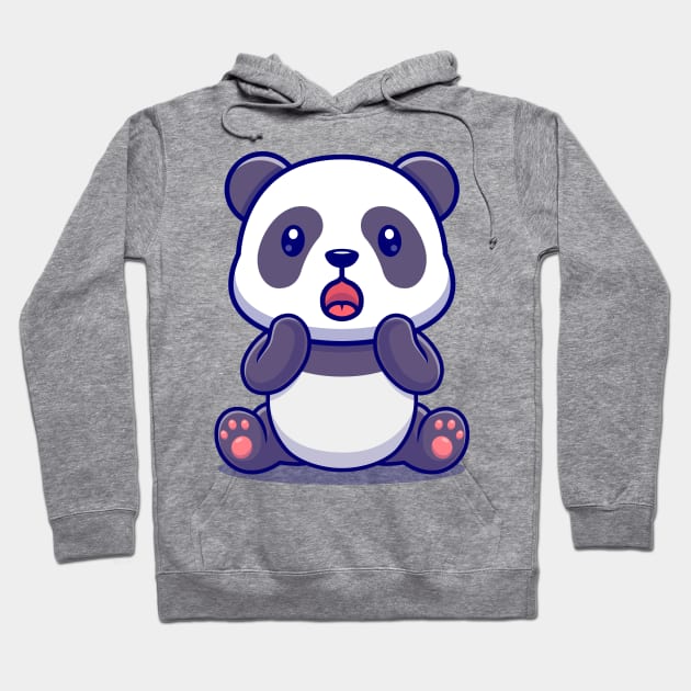 Cute Panda Surprised Cartoon Hoodie by Catalyst Labs